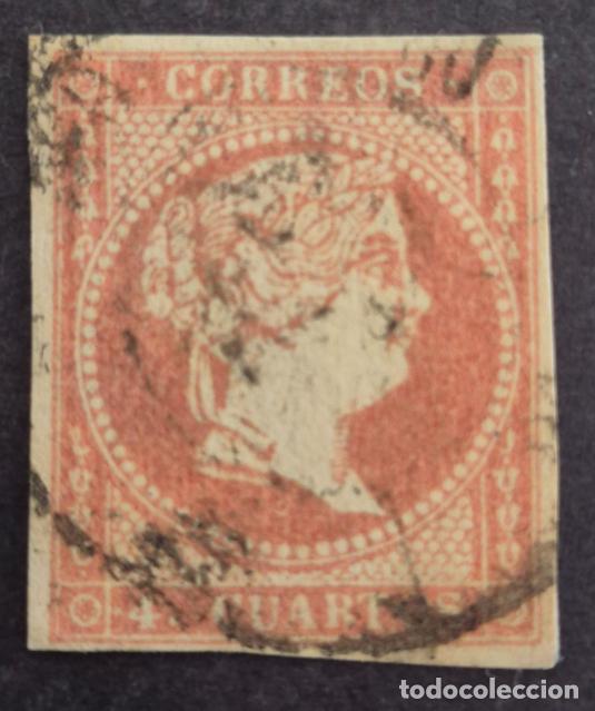 Francobolli: Espa&ntilde;a 1855 - Isabel II, 4 cuartos, tipo II (Edifil 48A &ordm;)
