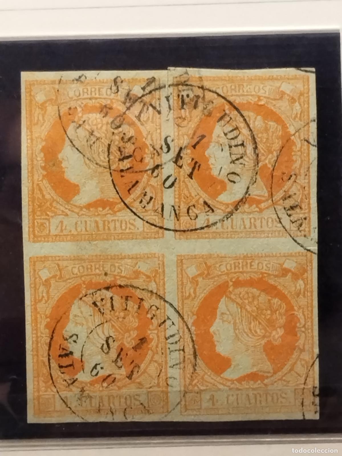 Briefmarken: JT - ESPA&Ntilde;A - BLOQUE DE 4 DE EDIFIL 52. FECHADOR DE VITIGUDINO. TIPO II. PONTEVEDRA. LUJO