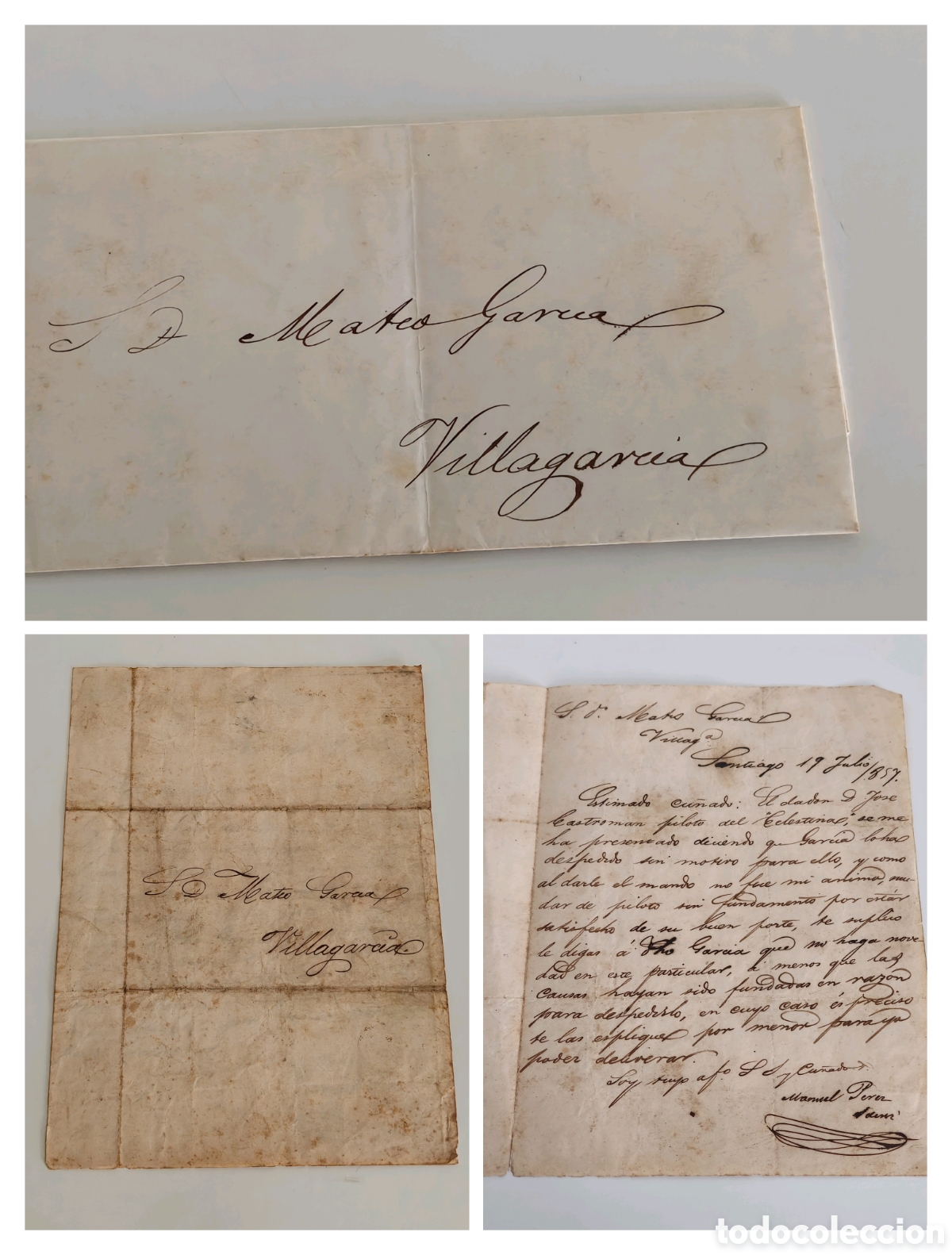 Stamps: Lote 3 cartas a&ntilde;o 1840/6 poblaci&oacute;n Villagarc&iacute;a muy interesantes