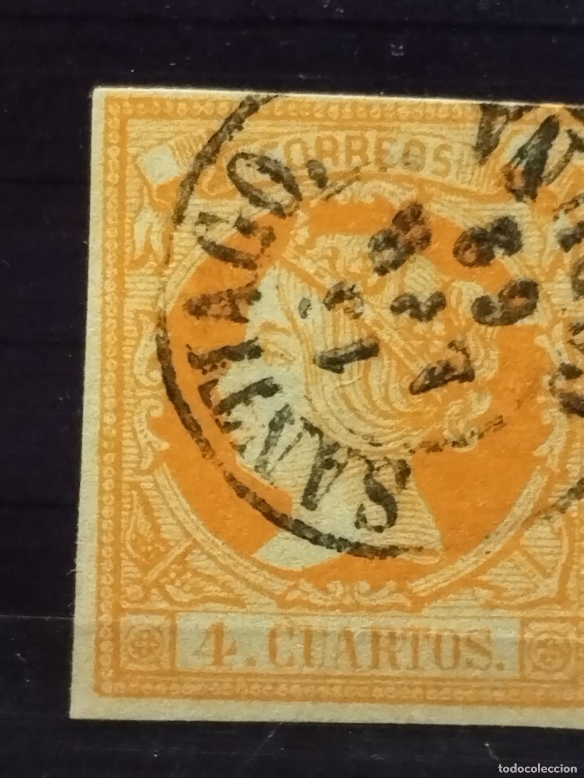 Sellos: JT - ESPA&Ntilde;A - EDIFIL 52. FECHADOR DE SANTIAGO. TIPO I. CORU&Ntilde;A. MUY BONITO Y RARISIMO.