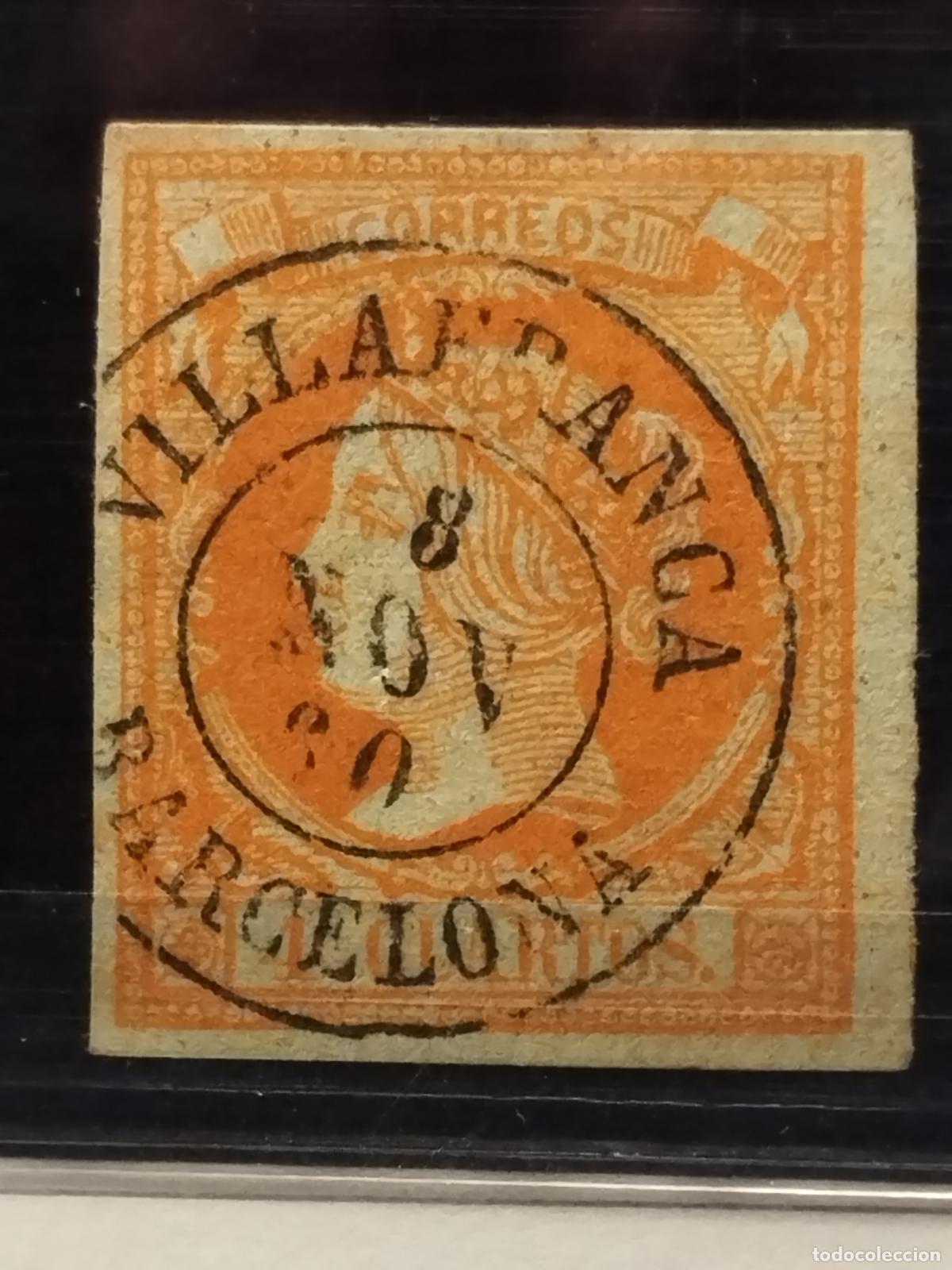 Francobolli: JT - ESPA&Ntilde;A - EDIFIL 52. FECHADOR DE VILLAFRANCA. TIPO II. BARCELONA. LUJO.