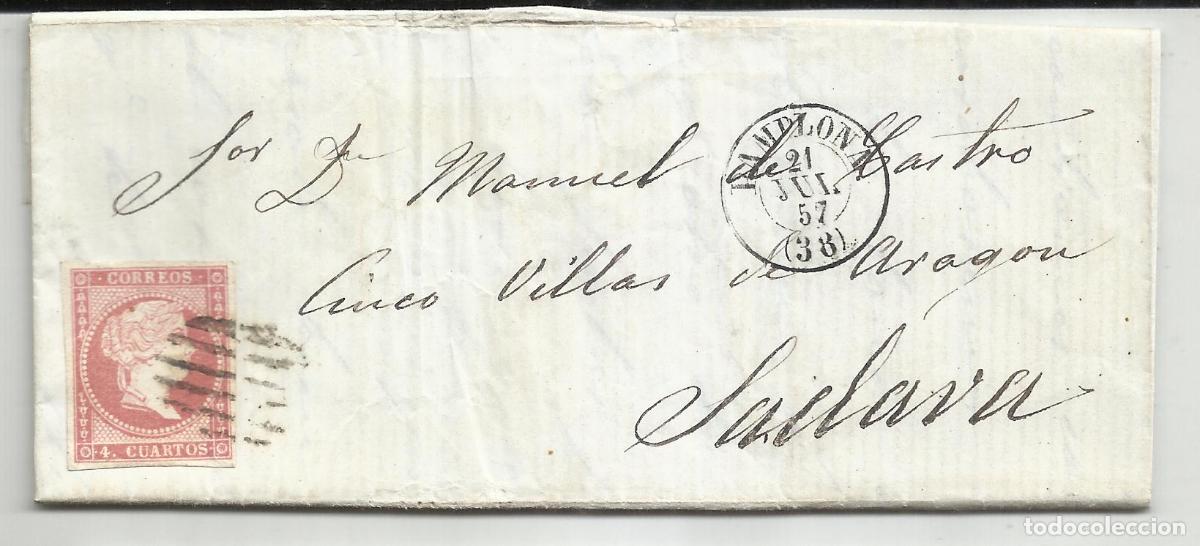 Stamps: CIRCULADA y escrita 1857 de pamplona navarra a sadaba zaragoza por egea