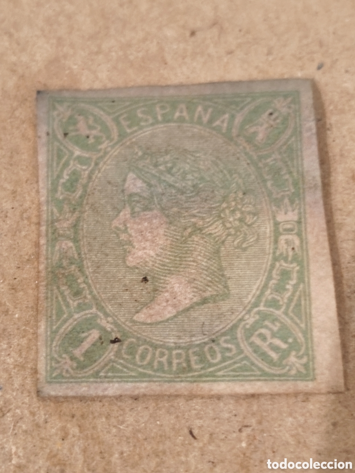 Sellos: Sello cl&aacute;sico de Espa&ntilde;a n 72 nuevo con goma** muy escaso 1 real verde, ver im&aacute;genes