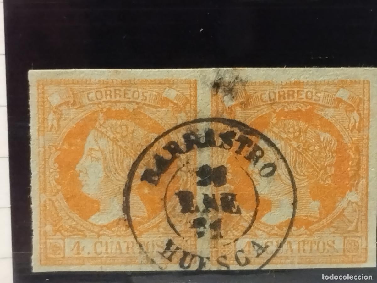 Francobolli: JT - ESPA&Ntilde;A - EDIFIL 52. EN PAREJA. FECHADOR DE BARBASTRO. TIPO II. HUESCA. LUJO.