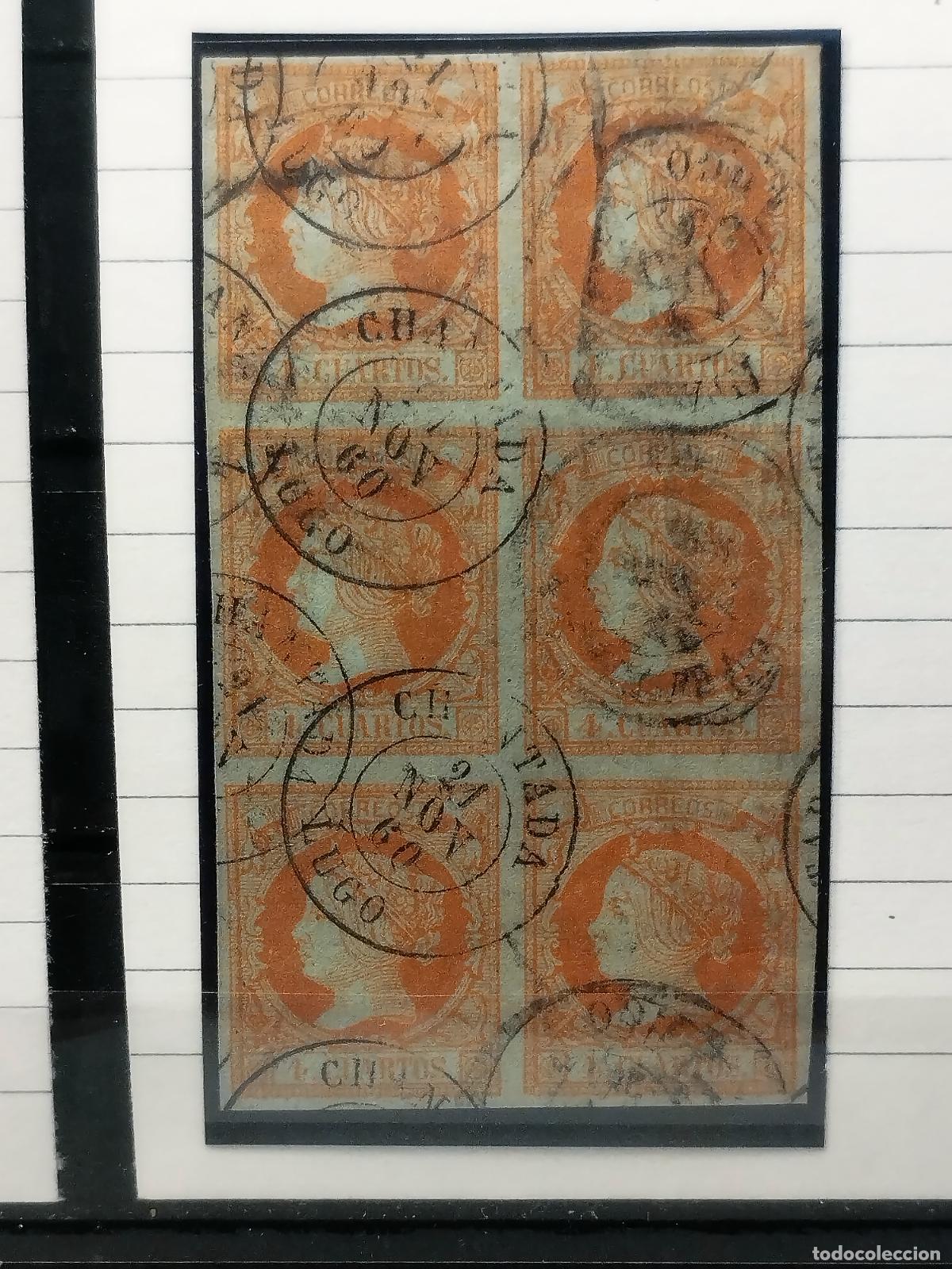 Francobolli: JT - ESPA&Ntilde;A - EDIFIL 52. EN BLOQUE DE SEIS. FECHADOR DE CHANTADA. TIPO II. LUGO. MUY BONITO.