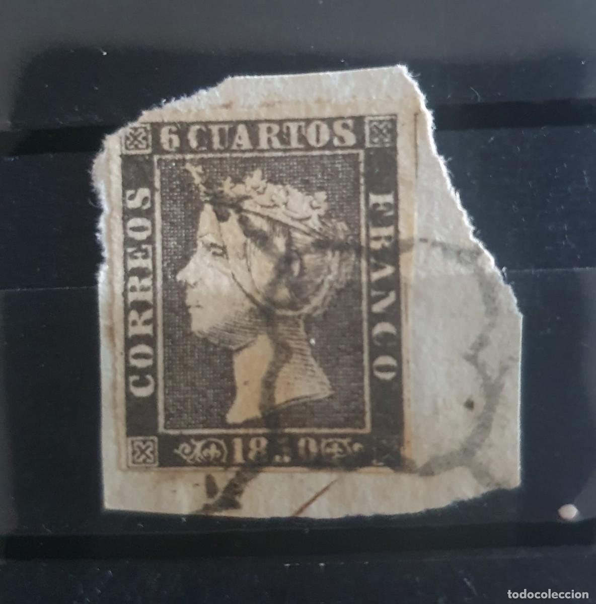 Sellos: EDIFIL 1A USADO ISABEL II ESPA&Ntilde;A 1850 FRAGMENTO