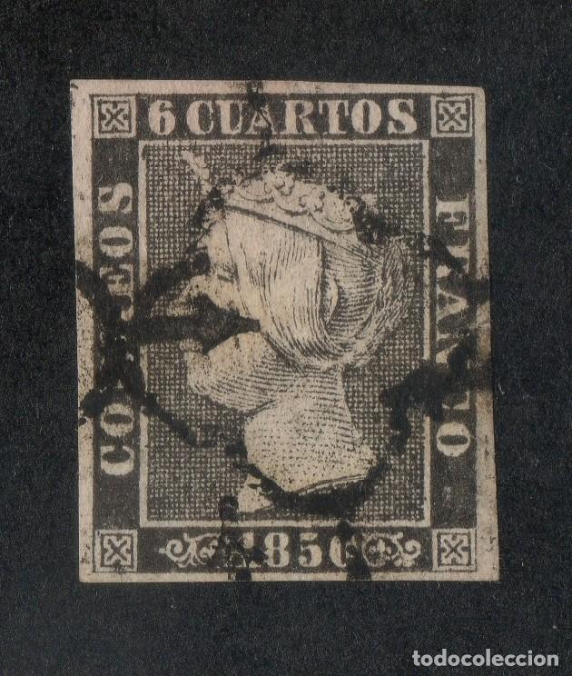 Sellos: 1850 6 cuartos N&ordm;1 Isabel II Ara&ntilde;a negra Plancha I tipo 6