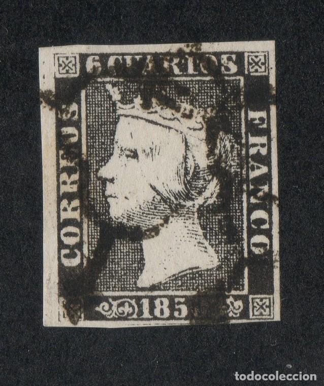 Sellos: 1850 6 cuartos N&ordm;1 Isabel II Ara&ntilde;a negra Plancha I tipo 19
