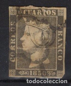 Francobolli: PC455 Sellos Espa&ntilde;a a&ntilde;o 1850 Edifil 1A&ordm; sello original en usado v.c. 22.50 &euro;