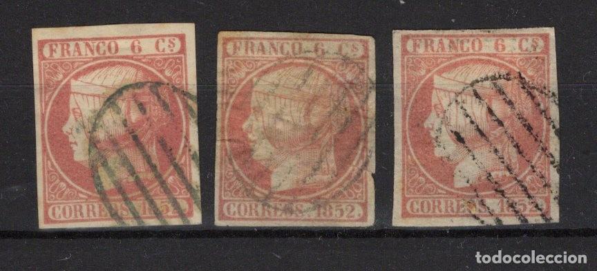 Timbres: PC456 Sellos Espa&ntilde;a a&ntilde;o 1852 Edifil 12&ordm; 3 sellos originales en usado v.c. 12 &euro;