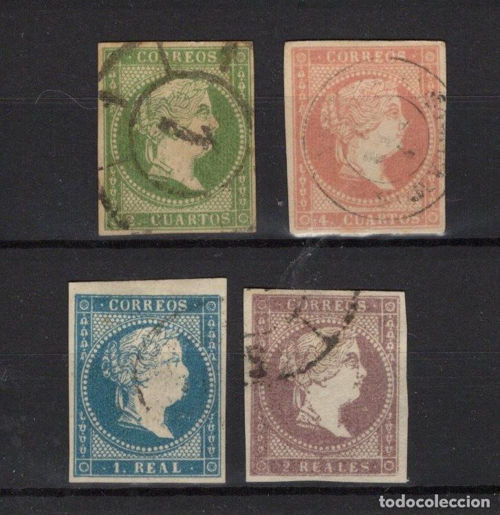 Francobolli: PC464 Sellos Espa&ntilde;a a&ntilde;o 1857/60 Edifil 47/50&ordm; sellos originales en usado SERIE COMPLETA v.c. 128 &euro;