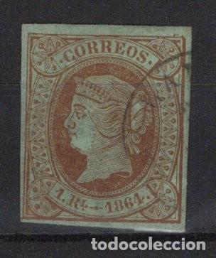 Timbres: PC481 Sellos Espa&ntilde;a a&ntilde;o 1864 Edifil 67&ordm; sello original en usado v.c. 122 &euro;