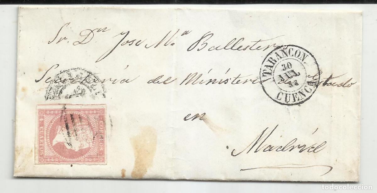 Sellos: ENVUELTA CIRCULADA 1858 DE TARANCON CUENCA A MADRID