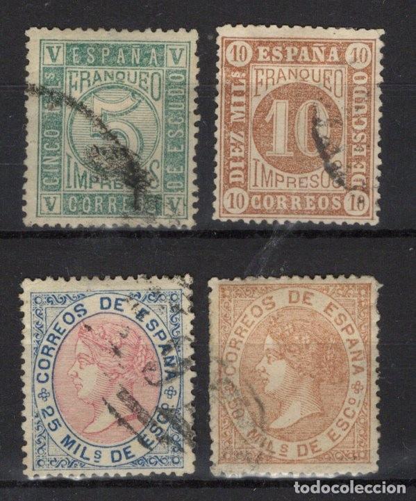 Selos: PC497 Sellos Espa&ntilde;a a&ntilde;o 1867 Edifil 93/96&ordm; sello original en usado SERIE COMPLETA v.c. 84 &euro;