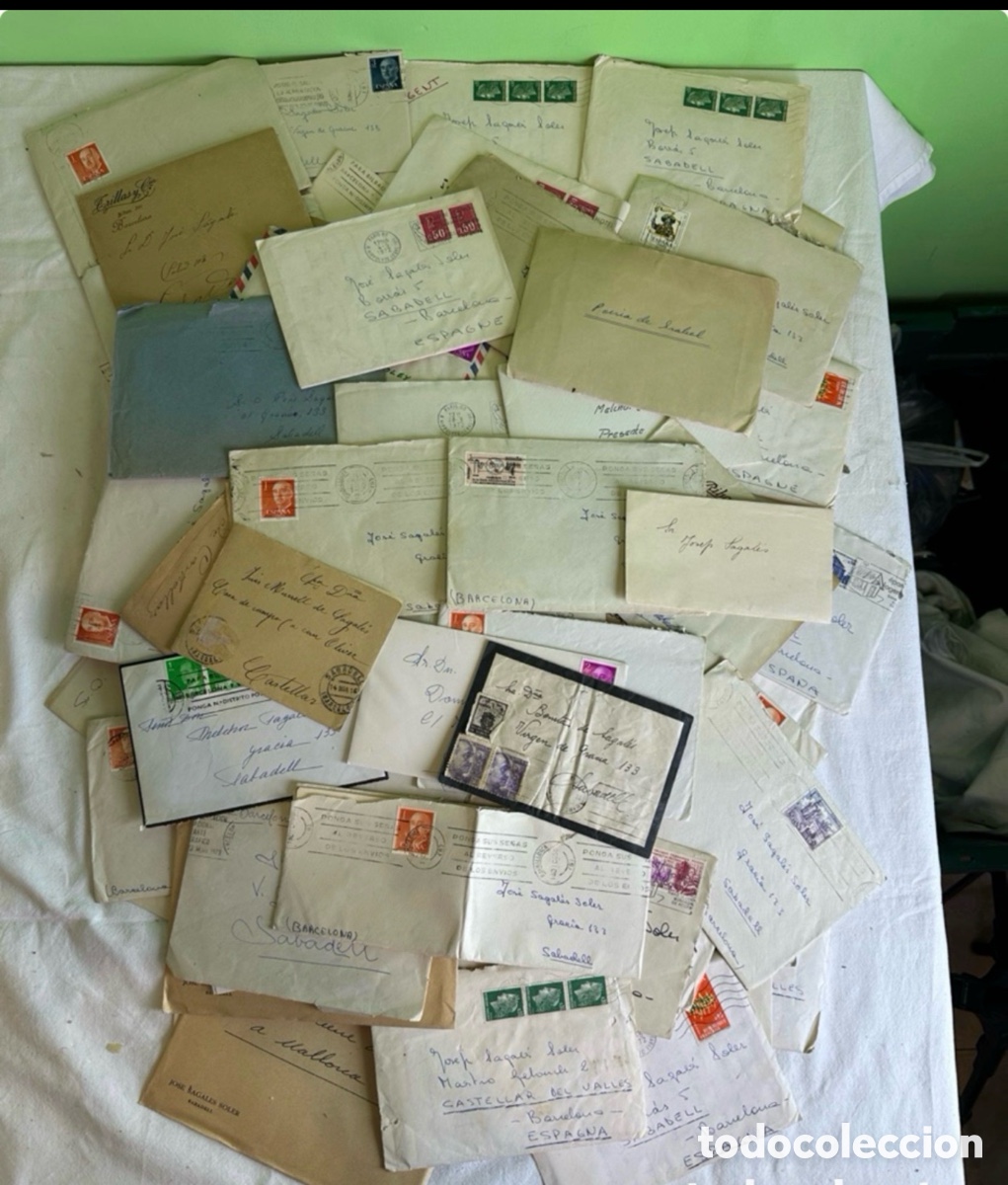 Stamps: Lote de 166 cartas circuladas con sellos &eacute;poca Franco . Ver todas las fotos . (lote A).