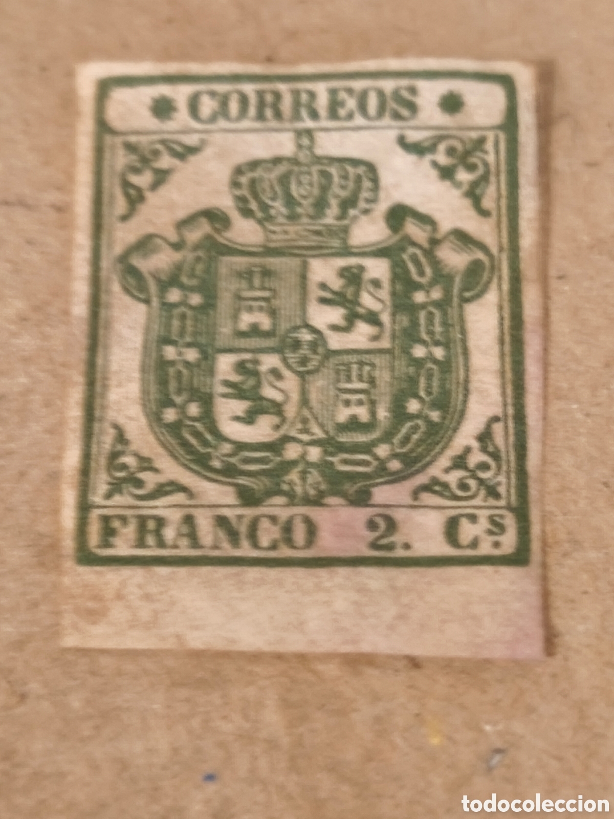 Sellos: Sello cl&aacute;sico de Espa&ntilde;a n 32 nuevo con goma** muy escaso 2 cuartos verde papel fino ver,
