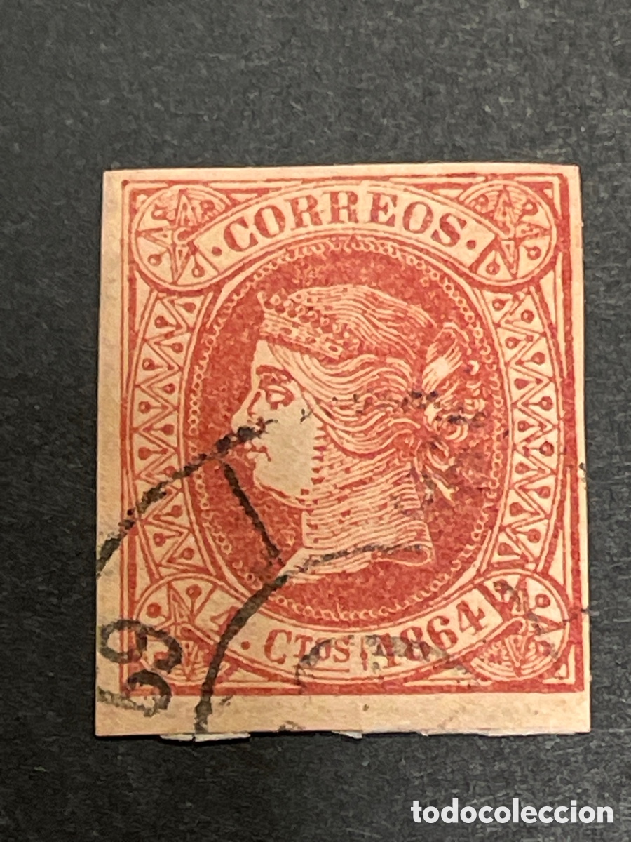 Sellos: Edifil 64 Isabel II , rueda de carreta 59 TRUJILLO dif&iacute;cil