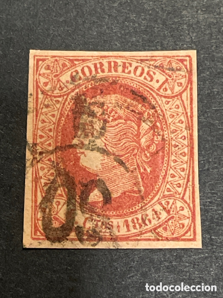 Sellos: Edifil 64 Isabel II matasellos rueda carreta 60 VIGO