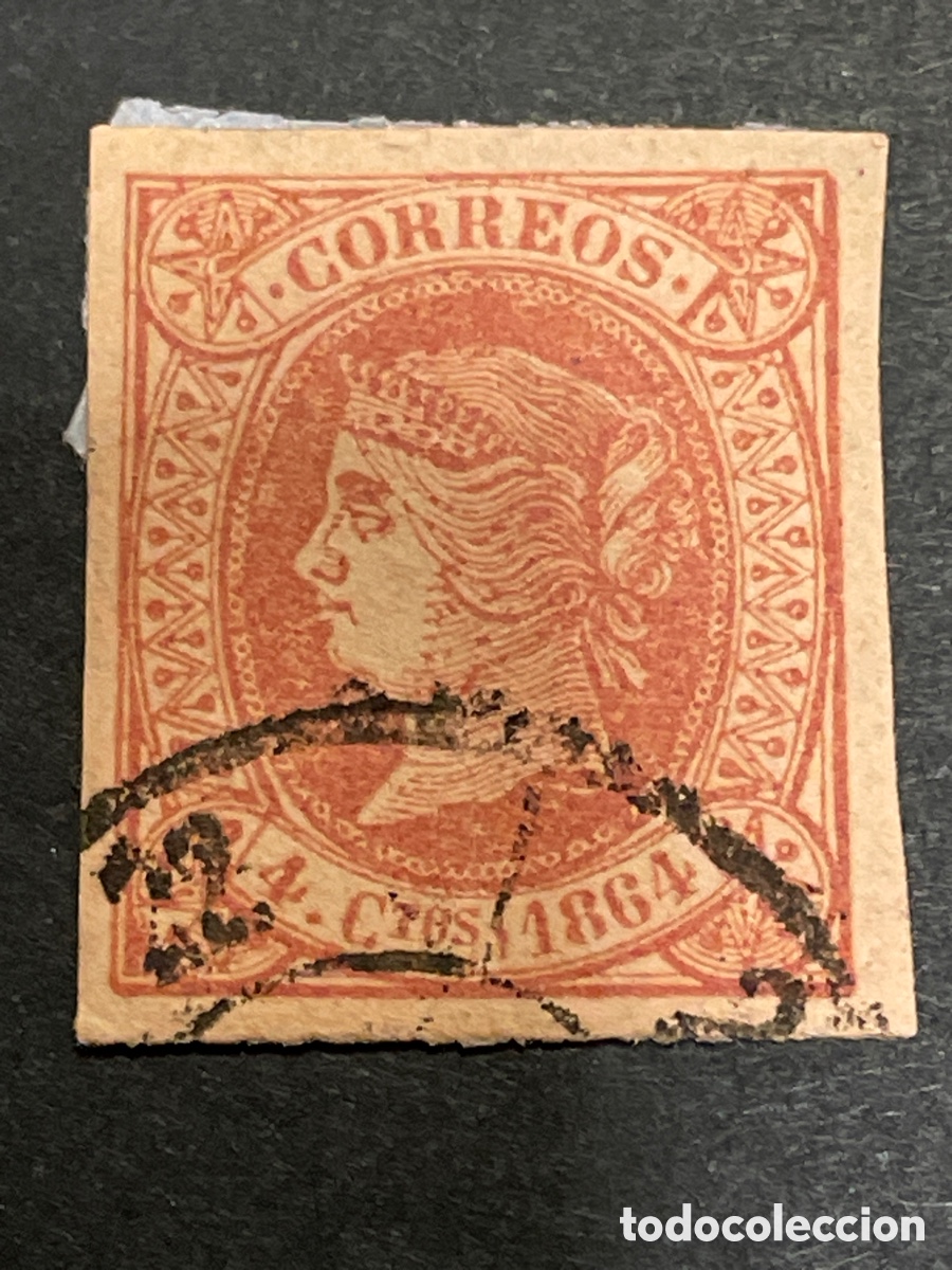 Sellos: Edifil 64 Isabel II matasellos rueda carreta 22 C&Aacute;CERES