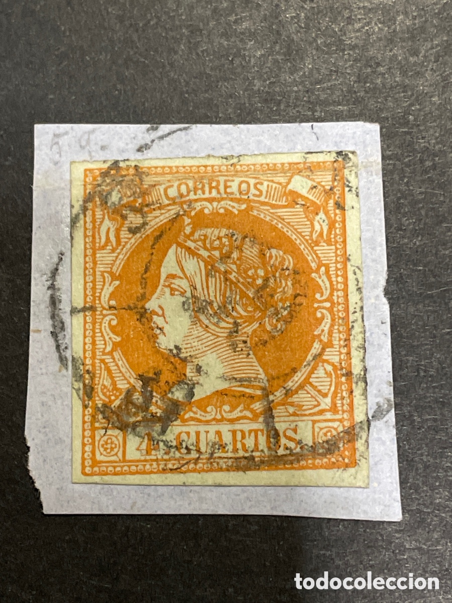 Sellos: Edifil 52 Isabel II matasellos rueda carreta 59 TRUJILLO