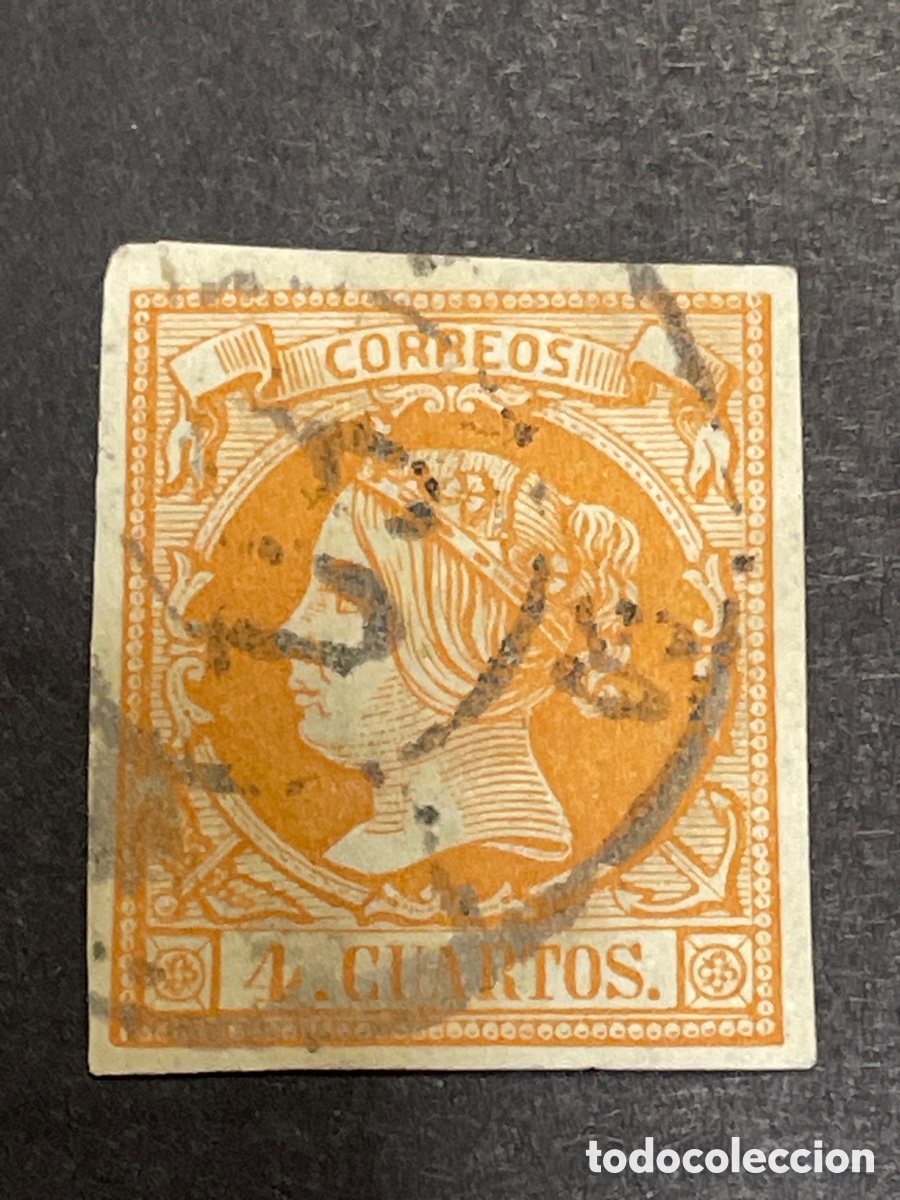 Sellos: Edifil 52 Isabel II matasellos rueda carreta 60 VIGO