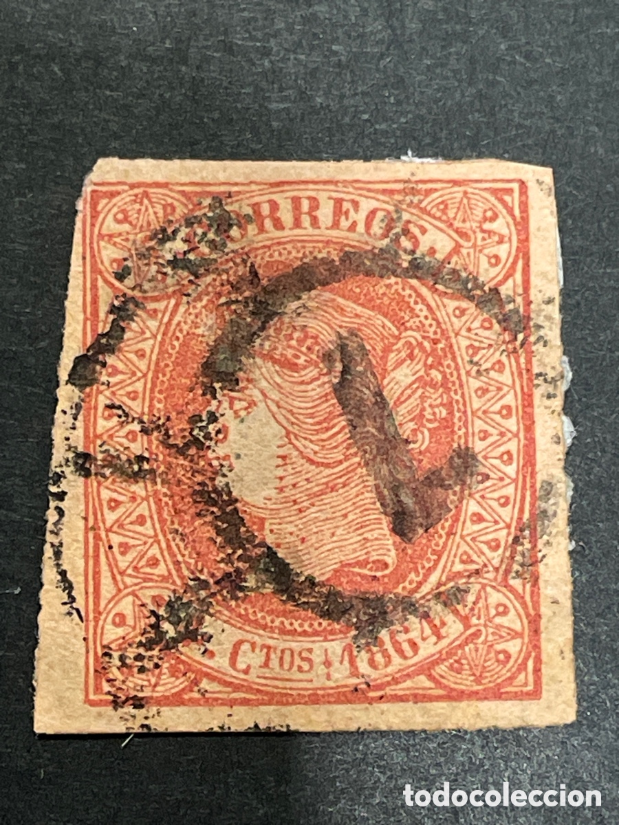 Sellos: Edifil 64 Isabel II matasellos rueda carreta 7 SEVILLA