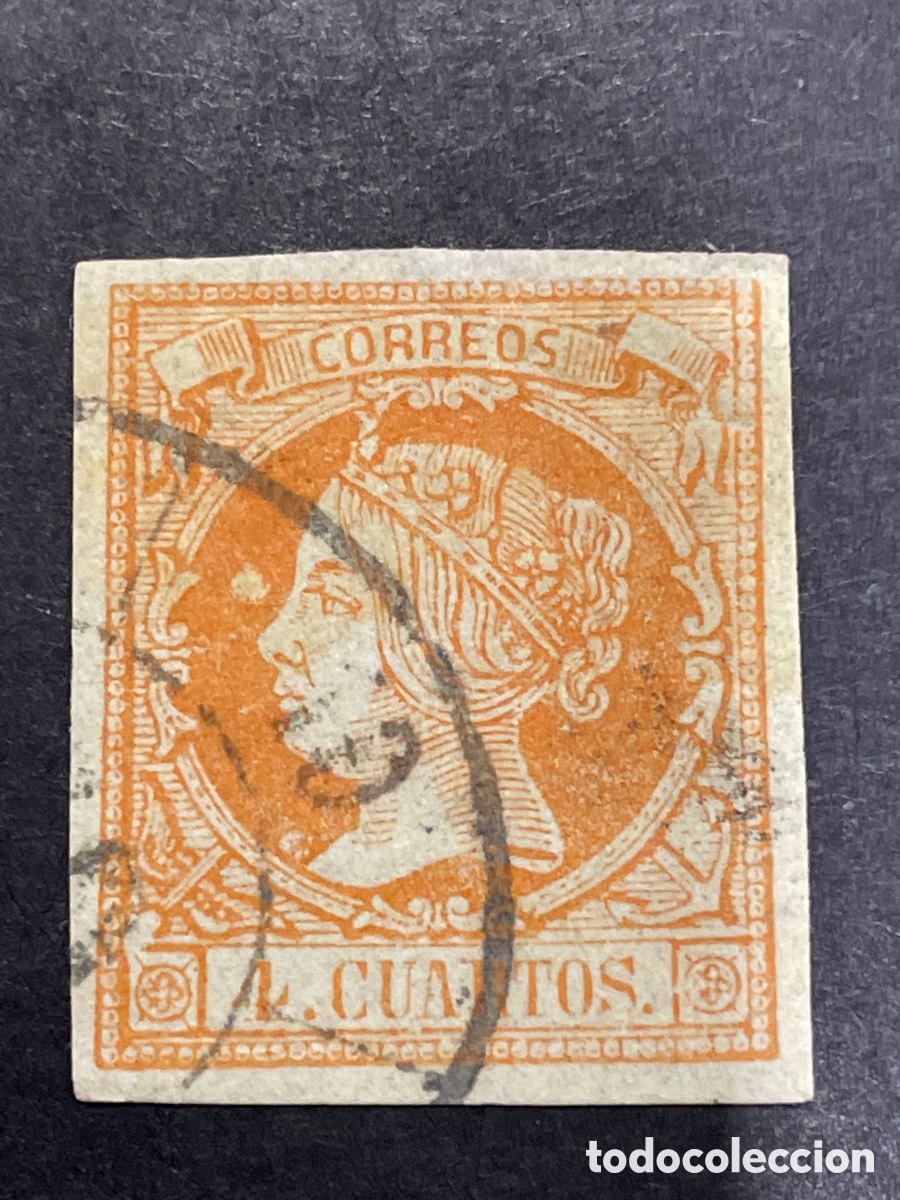 Sellos: Edifil 52 Isabel II matasellos rueda carreta 10 C&Oacute;RDOBA