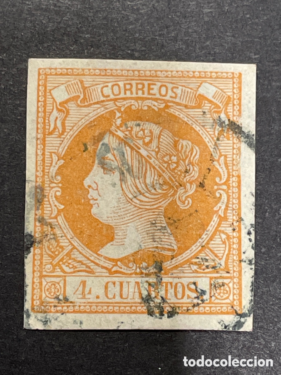 Sellos: Edifil 52 Isabel II matasellos rueda carreta 60 VIGO