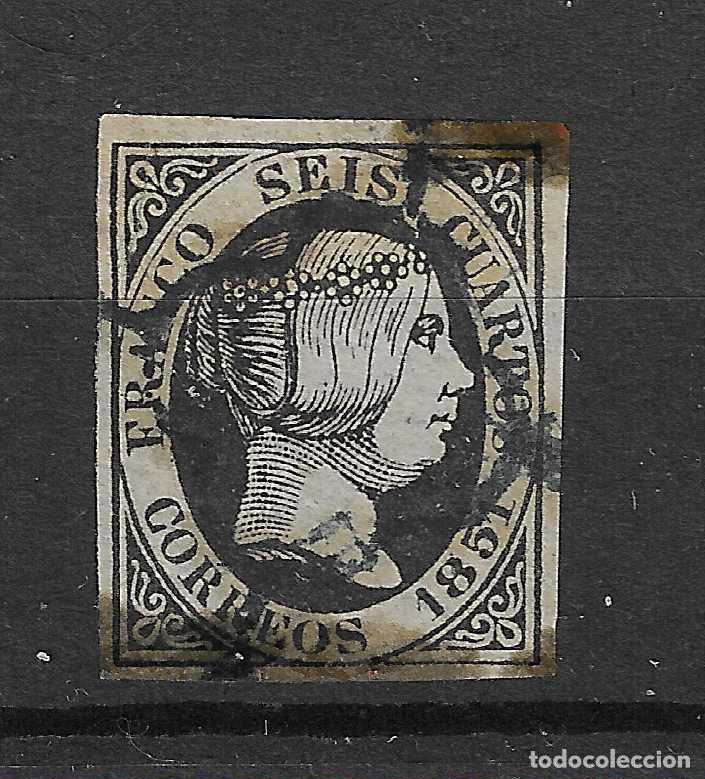 Selos: 1851 ISABEL II EDIFIL 6&ordm; USADO MATASELLOS ARA&Ntilde;A AZUL