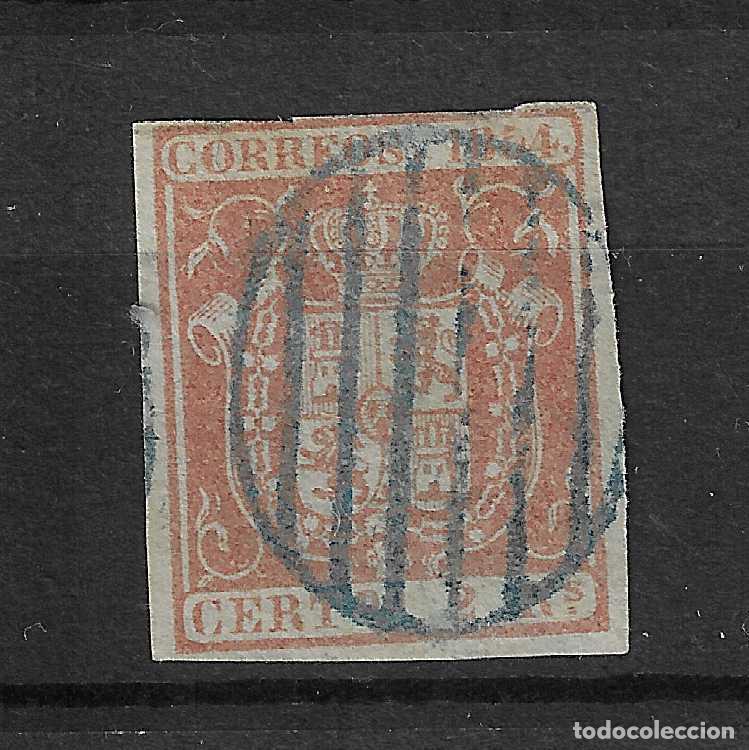 Timbres: 1854 ESCUDO DE ESPA&Ntilde;A EDIFIL 25&ordm; USADO PARRILLA AZUL