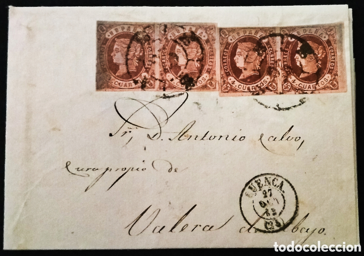 Sellos: ESPA&Ntilde;A. (Cat. 58A (4)). 1862. IMPRESO * HABILITACI&Oacute;N DEL CULTO Y CLERO...*. 4 PORTES. RRR.
