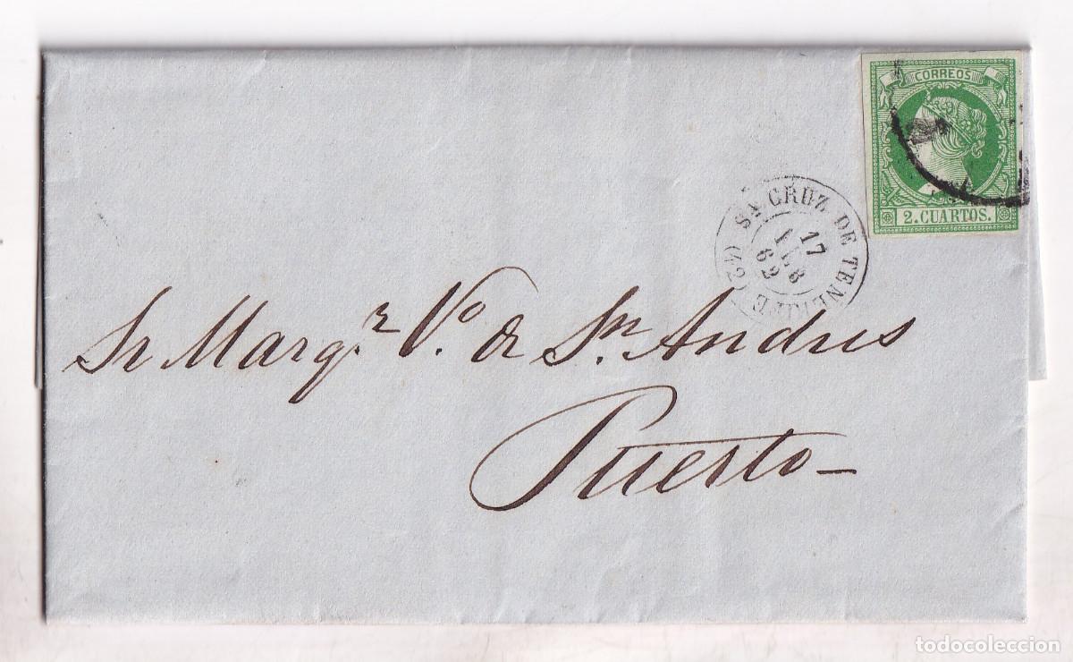 Sellos: CARTA ENTERA. SANTA CRUZ DE TENERIFE. 1862. 2 CUARTOS. AL PUERTO. MUY RARA