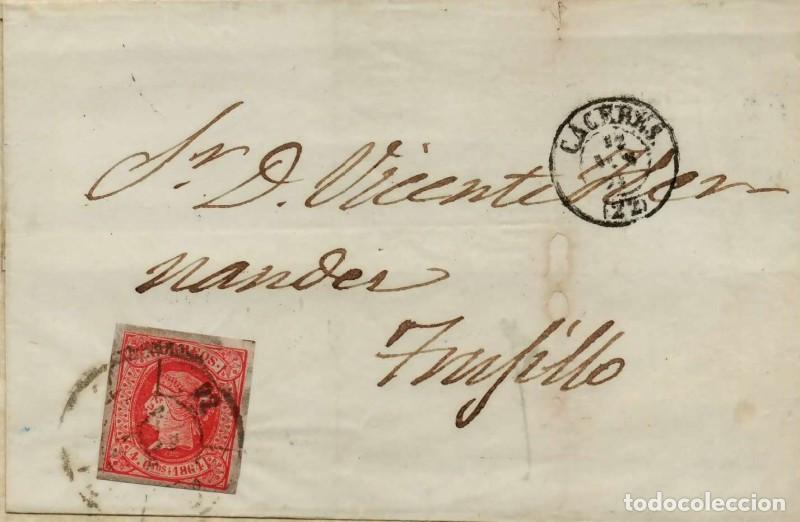 Sellos: FA0616-23. HISTORIA POSTAL. 1864, 12 de noviembre. C&aacute;ceres a Trujillo