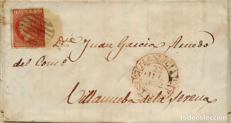 Sellos: FA0670-1. HISTORIA POSTAL. 1852, 22 de julio. Plasencia a Villanueva de la Serena