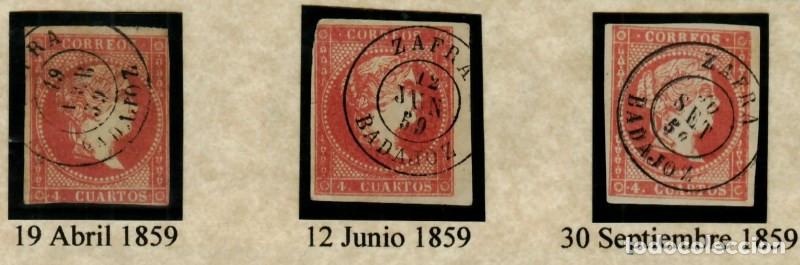 Sellos: FA0869-17. HISTORIA POSTAL. Emisi&oacute;n de 1855-59. Fechador Tipo II de Zafra
