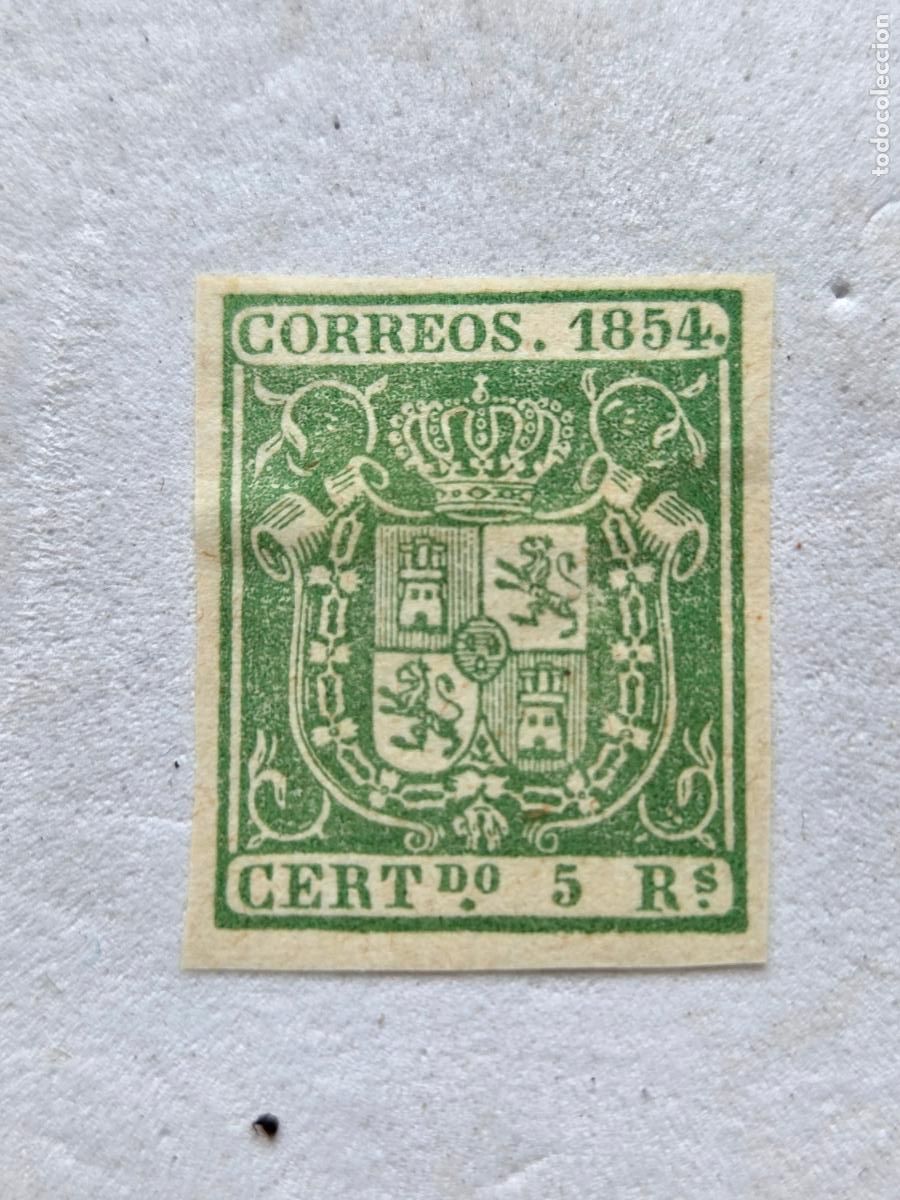 Timbres: RARO - EDIFIL 26 - 1854 - ESCUDO ESPA&Ntilde;A - NUEVO CON SE&Ntilde;AL CHARNELA