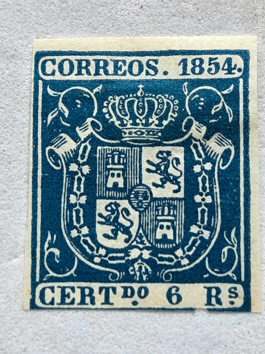 Timbres: RARO - EDIFIL 27 - 1854 - ESCUDO ESPA&Ntilde;A - NUEVO CON SE&Ntilde;AL CHARNELA