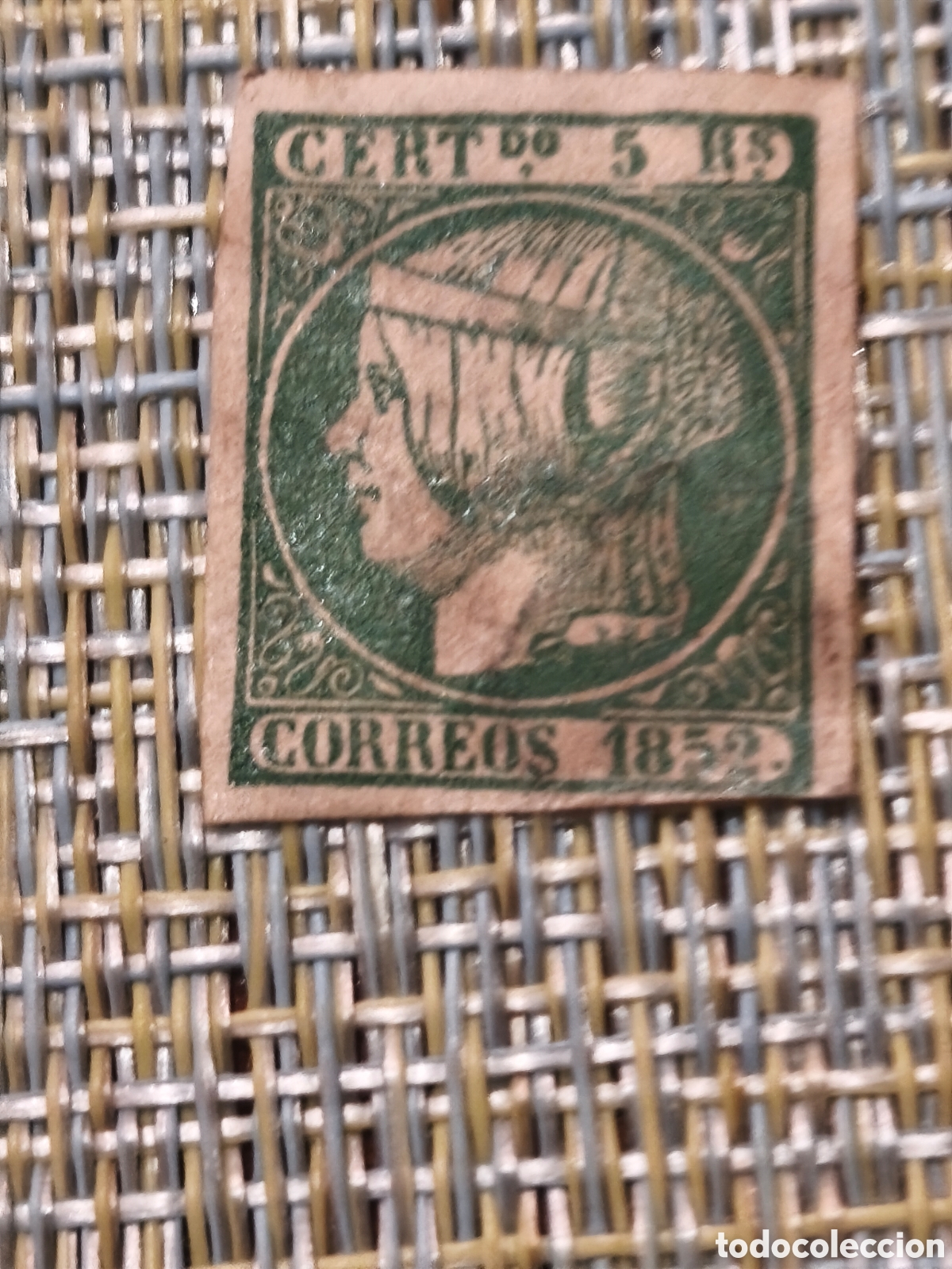 Sellos: Sello cl&aacute;sico de Espa&ntilde;a n 15 nuevo con goma** manchas de los a&ntilde;os ,escaso 5:reales verde ver