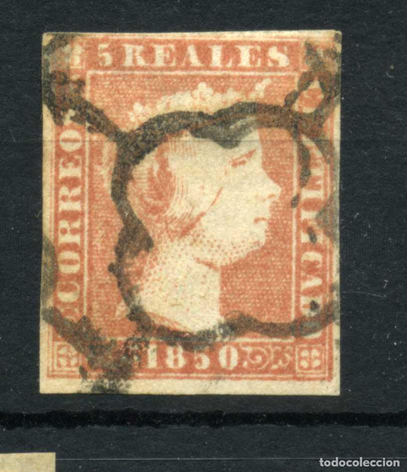 Selos: XS- ISABEL II 1850 5 Reales Rojo Usado Ed. 3
