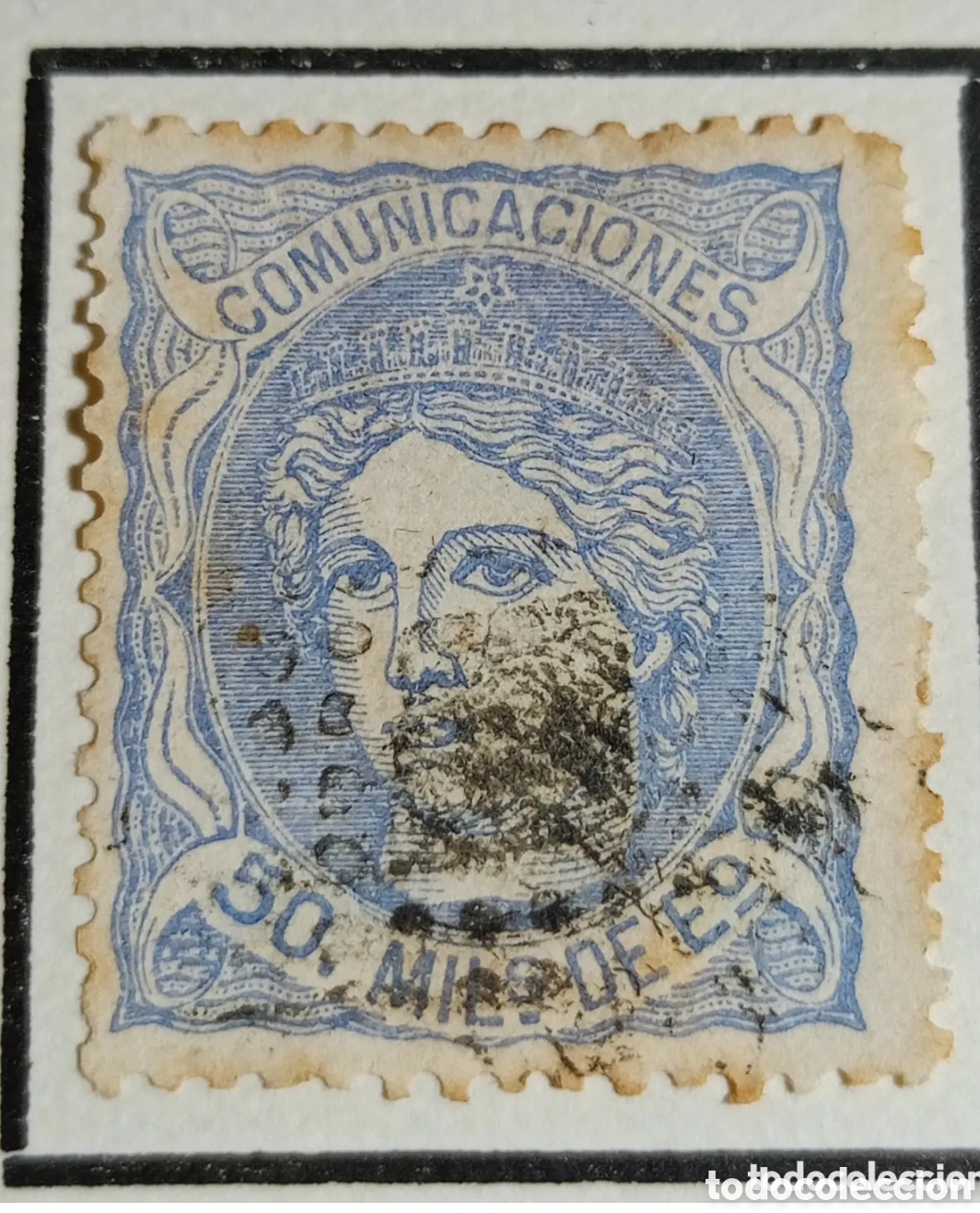 Timbres: Sello 1870 Efigie Aleg&oacute;rica de Espa&ntilde;a, dentado ultramar 50 mils