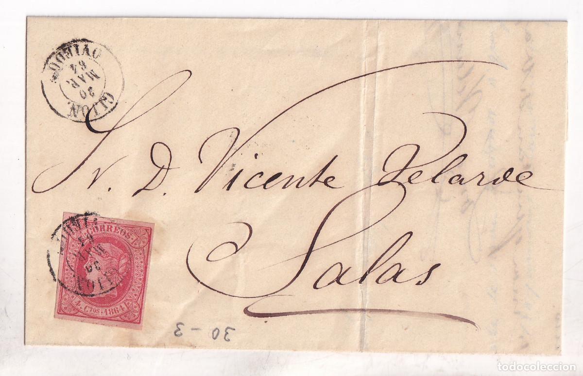 Sellos: ENVUELTA. GIJ&Oacute;N. ASTURIAS. 1864. A SALAS