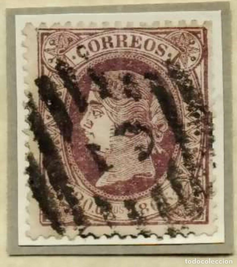 Sellos: FA2619. Emision 1-08-1866. Valor de 20 centimos cancelado con parrilla con cifra 3