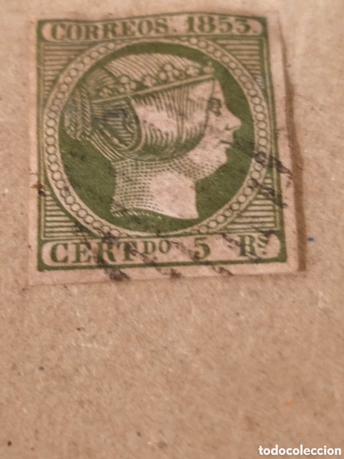 Sellos: Sello cl&aacute;sico de Espa&ntilde;a n 20 usado parrilla negra ,5 reales ,verde ver
