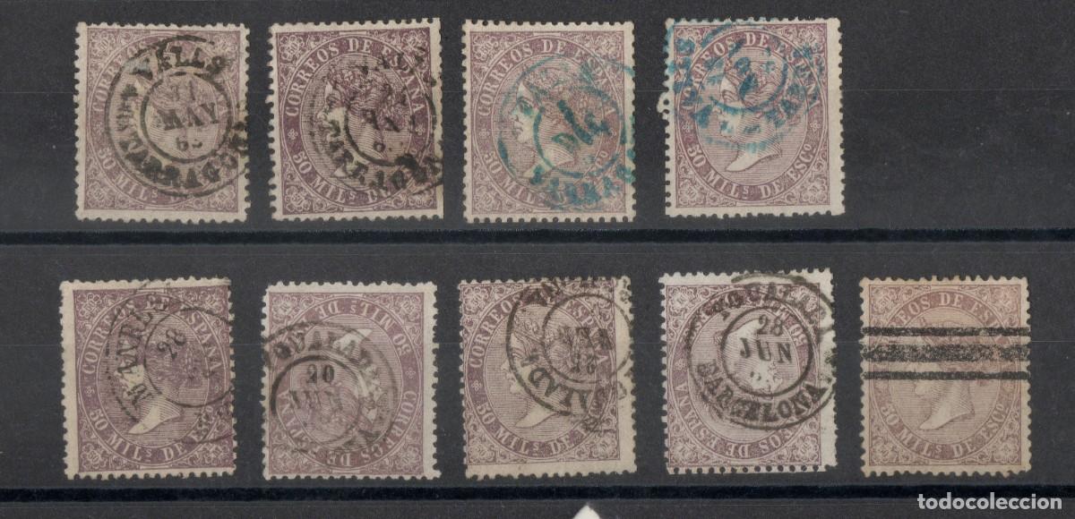 Briefmarken: 1868 98 Isabel II Lote 9 sellos varios Barcelona Tarragona Barrado