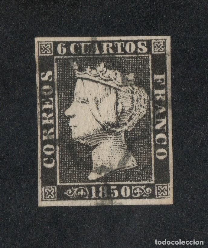 Sellos: 1850 6 cuartos N&ordm; 1 Isabel II Plancha I tipo 9