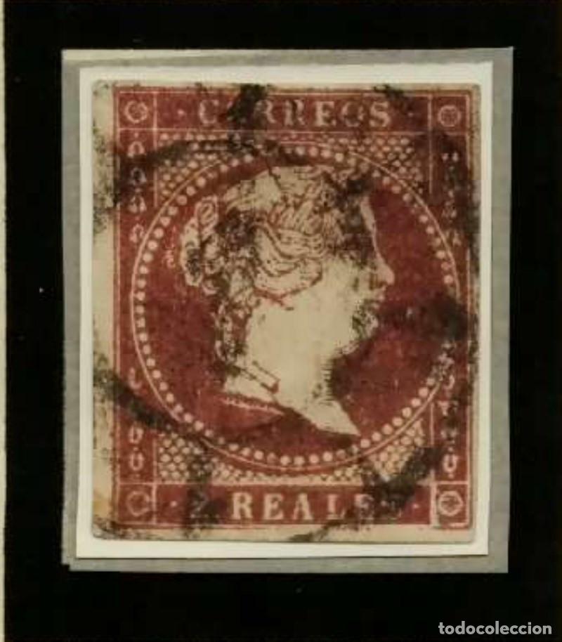 Sellos: FA2281. Emision 1-04-1855. 2 reales violeta matasello RC N&ordm;1