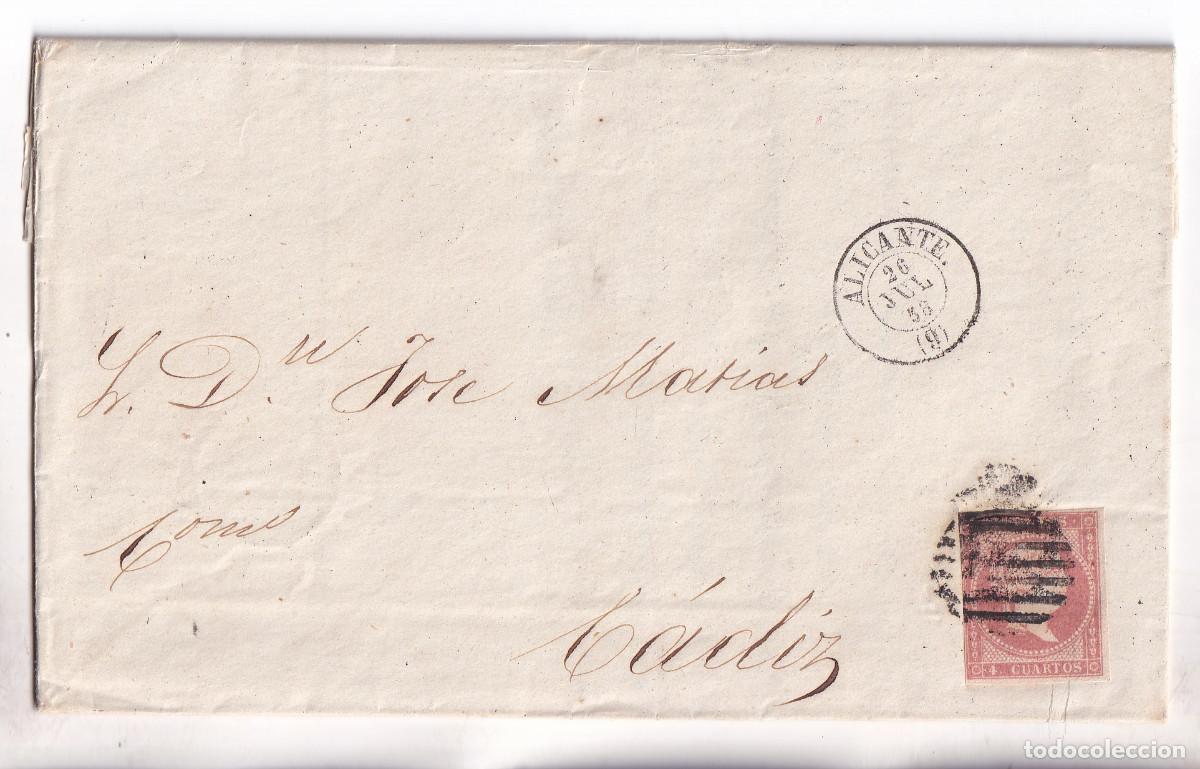 Sellos: CIRCULAR IMPRESA. ALICANTE A C&Aacute;DIZ. 1858