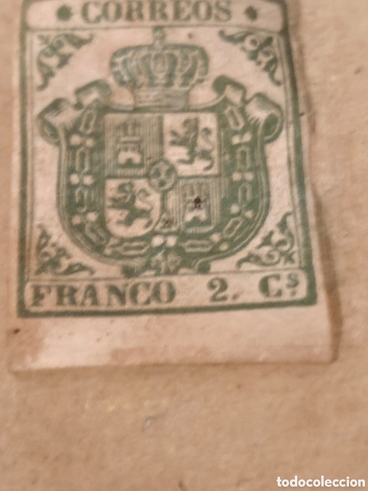 Briefmarken: Sello cl&aacute;sico de Espa&ntilde;a n 32 papel fino nuevo con goma** muy escaso,,2 cuartos verde,ver imagenes