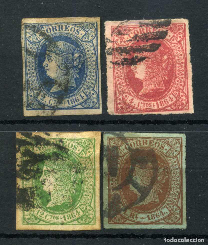 Sellos: XS- ISABEL II 1864 Lote x4 sellos usados Alguno ESCASO