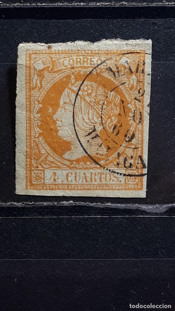 Sellos: ESPA&Ntilde;A. A&Ntilde;O 1860. &deg;. EDIFIL 52. Matasello de M&aacute;laga